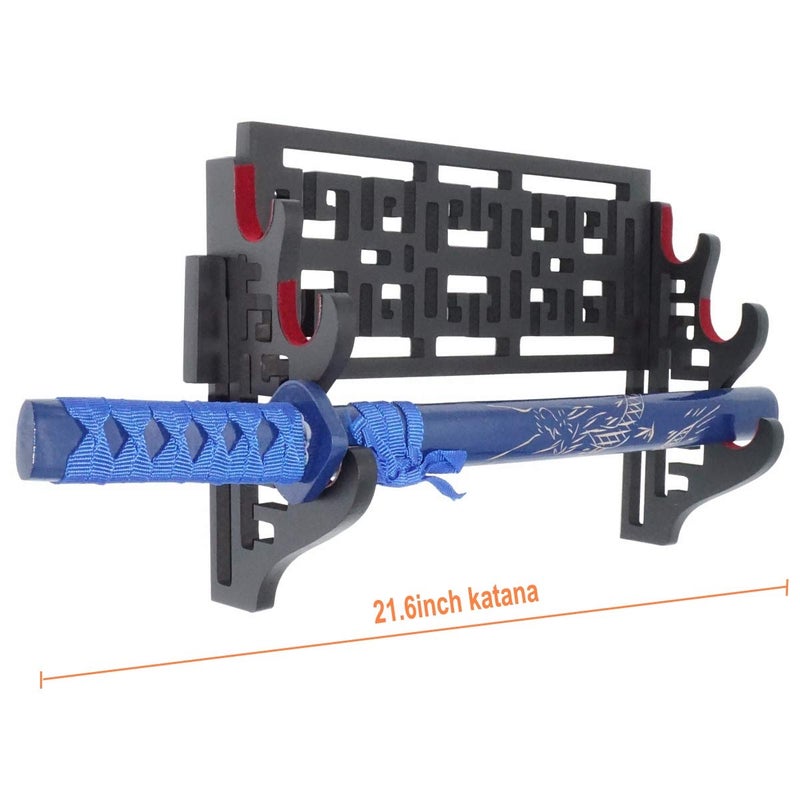 Eforlife Velvet Protect Sword Wall Mount Sword Holder Display Stand with Felt Strips for Katana Wakizashi Genji and Samurai Swords (3 Tier Classic) - Image 3